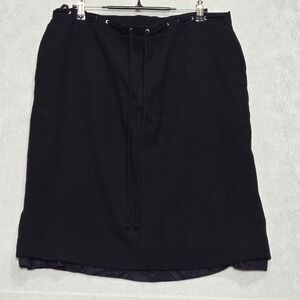 Mark Fore & Strike Black Wool Blend Lined Midi Skirt Size 14 Drawstring Waist